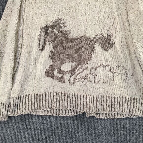 Back in the Saddle Cardigan Sweater Womens Size L Button Front Hooded Made USA - Picture 11 of 13